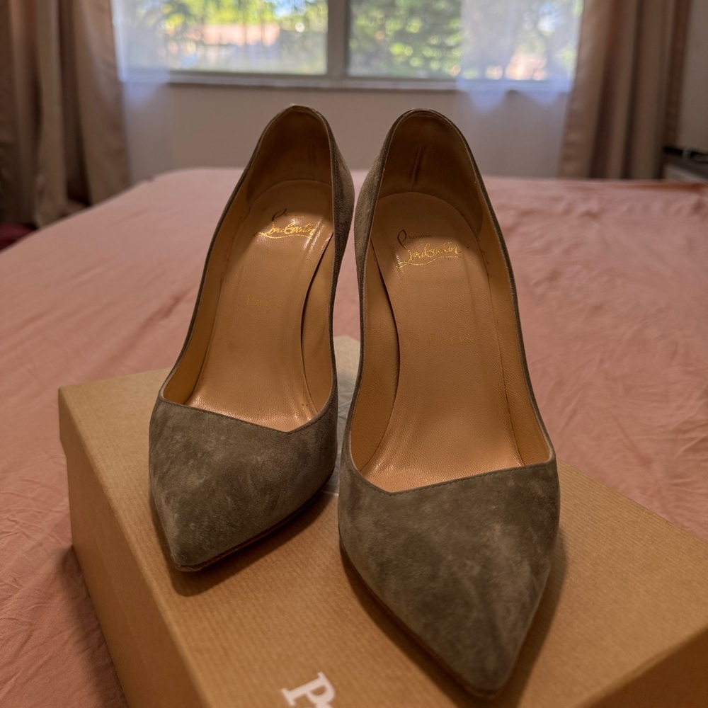 Christian Louboutin Olive Suede Heels